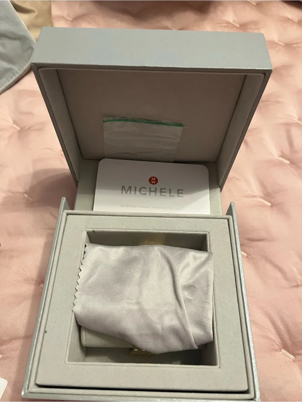 Michele Gold Bracelet Watch with  genuine Diamonds White Mother-of-Pearl Dial
